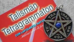Colgante Amuleto TETRAGRAMATON envejecido con LAPISLÁZULI
