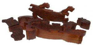 JOYERO caja guarda Joyas PUZZLE LAGARTO SALAMANDRA - Caja de madera tallada a mano en la India