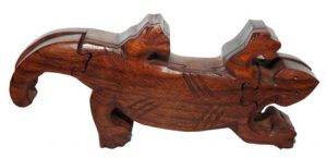 JOYERO caja guarda Joyas PUZZLE LAGARTO SALAMANDRA - Caja de madera tallada a mano en la India