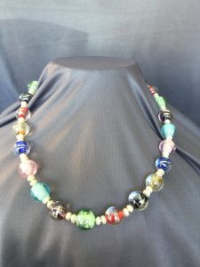 Collar artesanal de CRISTAL MURANO con PERLAS cultivadas (Mod. 58) hecho a mano