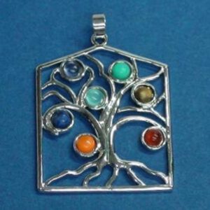 Colgante Amuleto ÁRBOL de la VIDA con las 7 PIEDRAS CHAKRAS, conocimiento, esencia de la vida y protección.