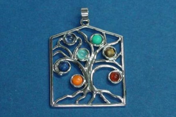 Colgante Amuleto ÁRBOL de la VIDA con las 7 PIEDRAS CHAKRAS, conocimiento, esencia de la vida y protección.