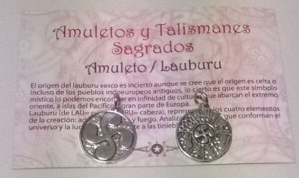 Colgante LAUBURU VASCO - Amuleto Talismán AGUA TIERRA AIRE FUEGO